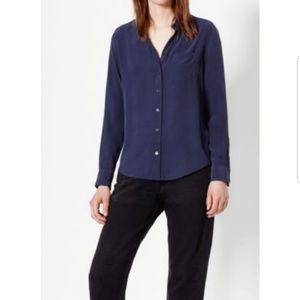 Equipment Brett Slim Fit Silk Shirt in Peacoat